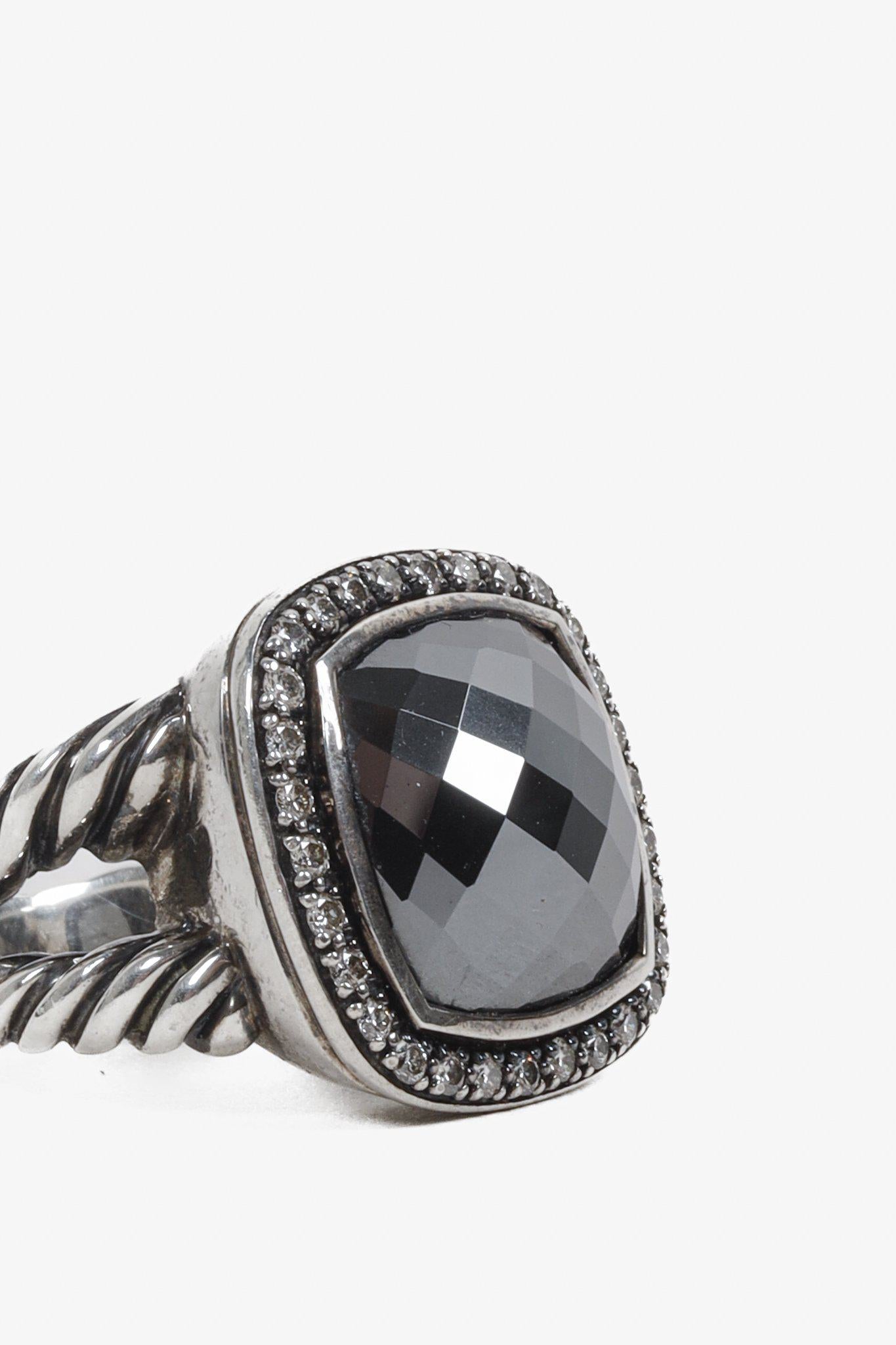 David Yurman Sterling Silver Albion Onyx and Diamond Ring