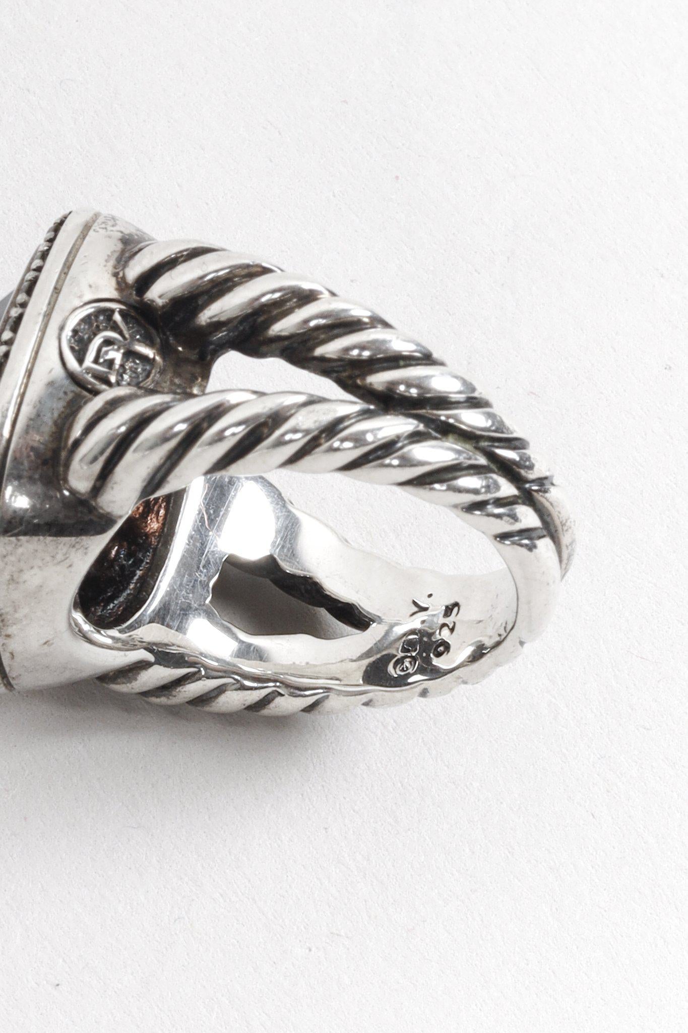 David Yurman Sterling Silver Albion Onyx and Diamond Ring