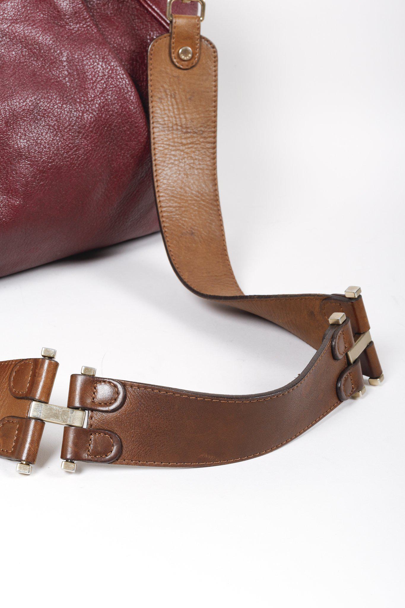 Marni Balloon Burgundy Pebbled Leather Tote Bag