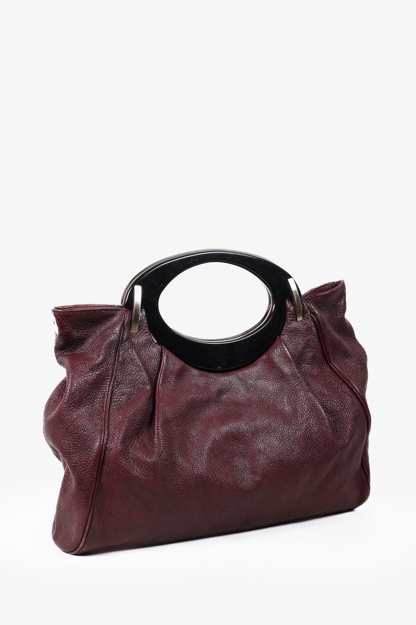 Marni Balloon Burgundy Pebbled Leather Tote Bag