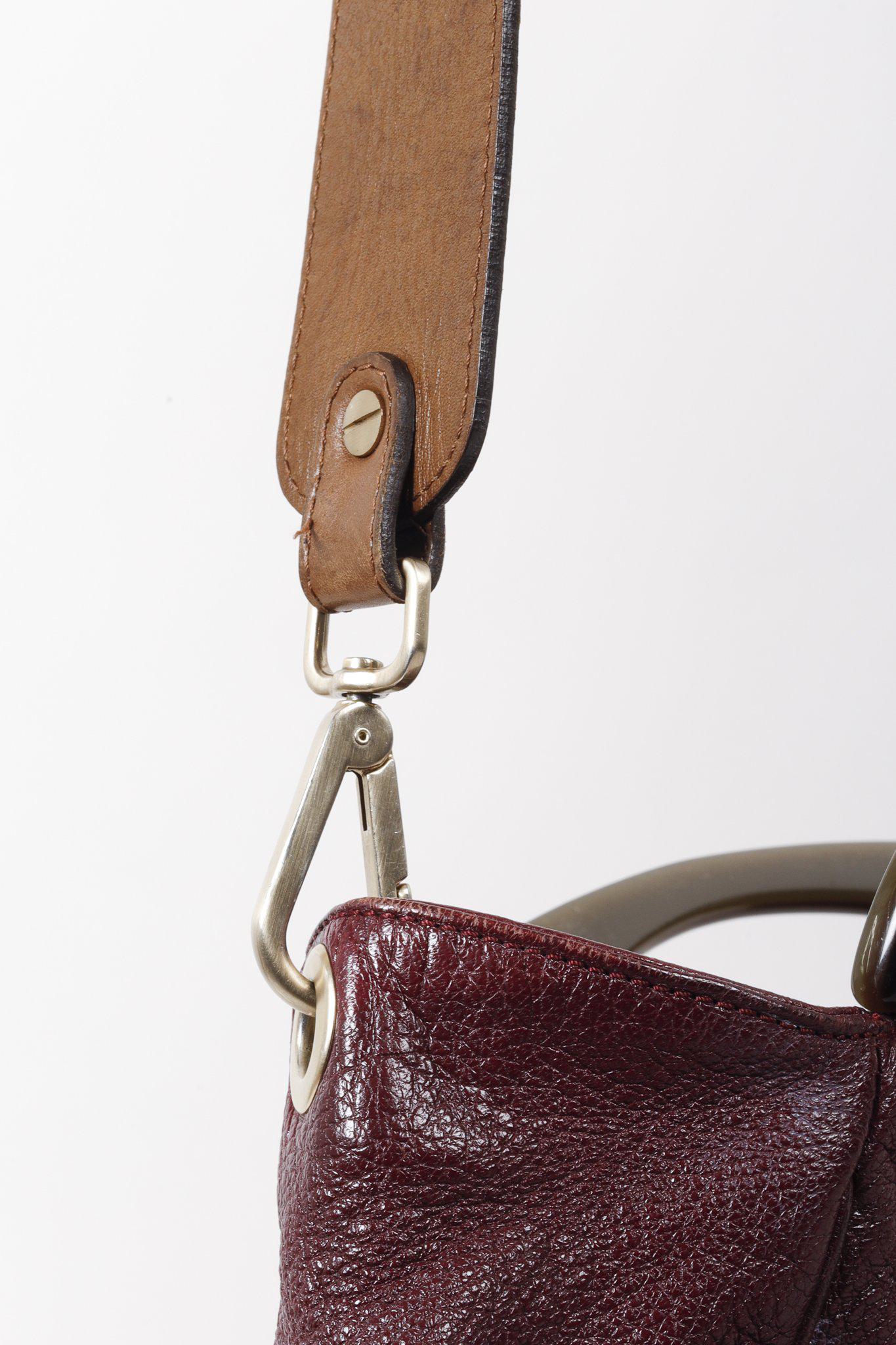 Marni Balloon Burgundy Pebbled Leather Tote Bag