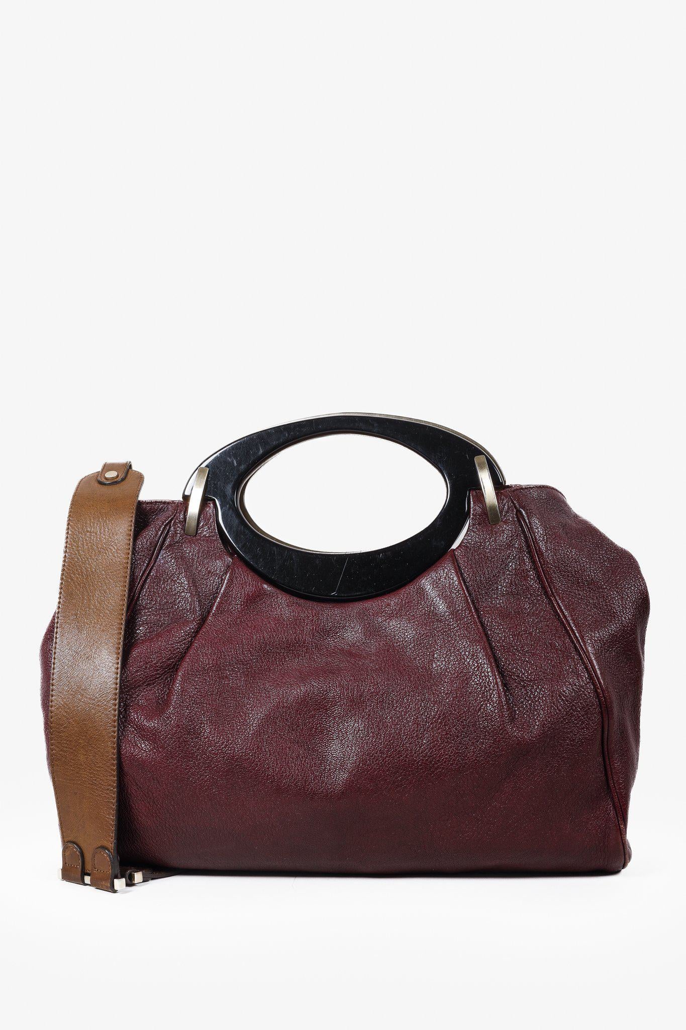 Marni Balloon Burgundy Pebbled Leather Tote Bag