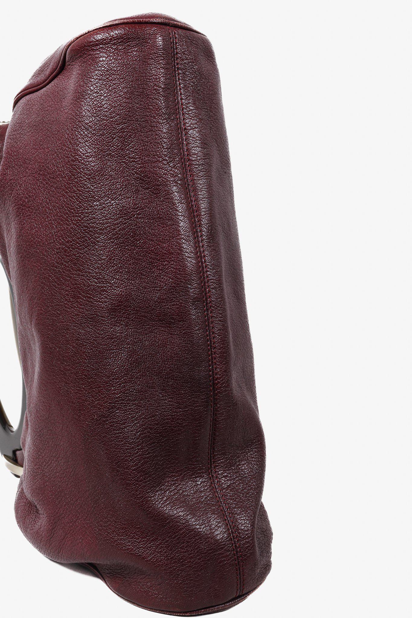 Marni Balloon Burgundy Pebbled Leather Tote Bag