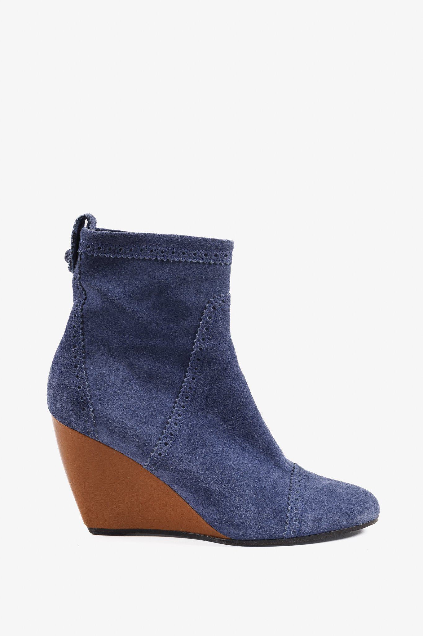 Balenciaga Blue Suede Ankle Boots – Blogger Armoire