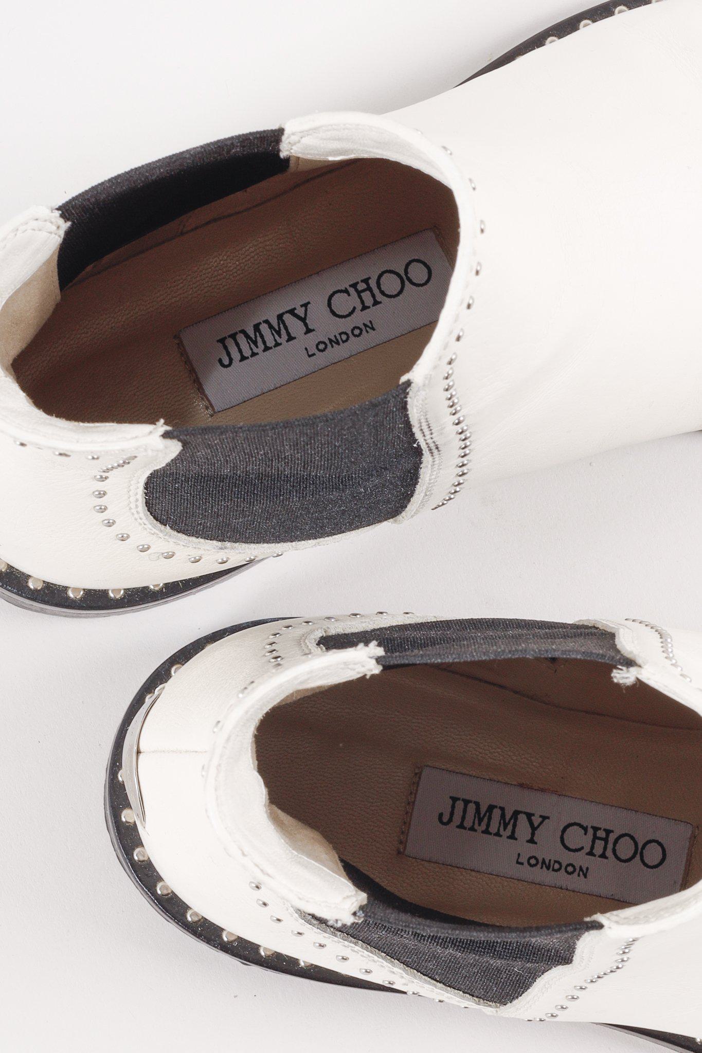 Jimmy Choo White Burrow Studded Leather Chelsea Boots