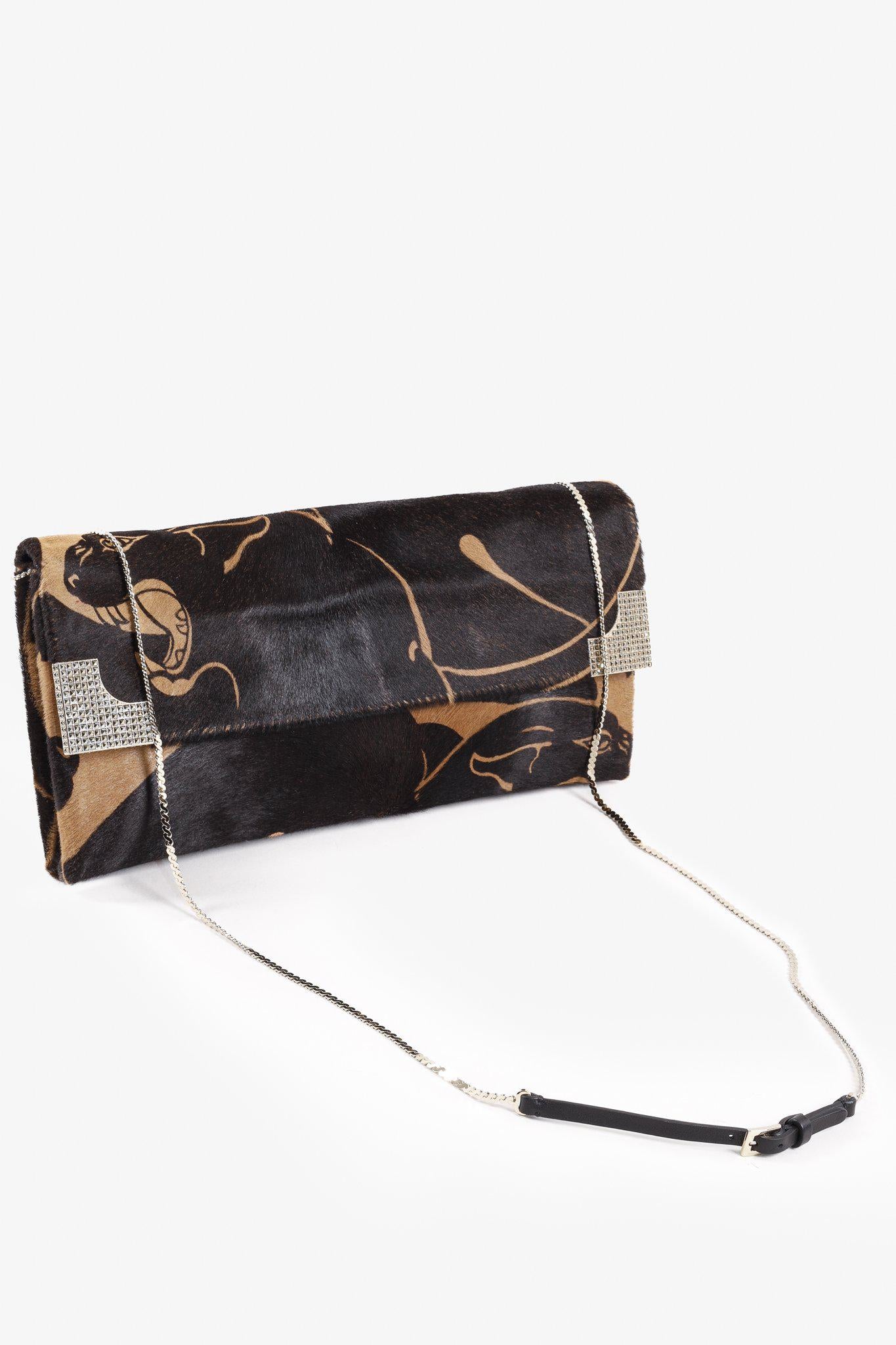Valentino Horsehair Panther Brown Clutch Handbag