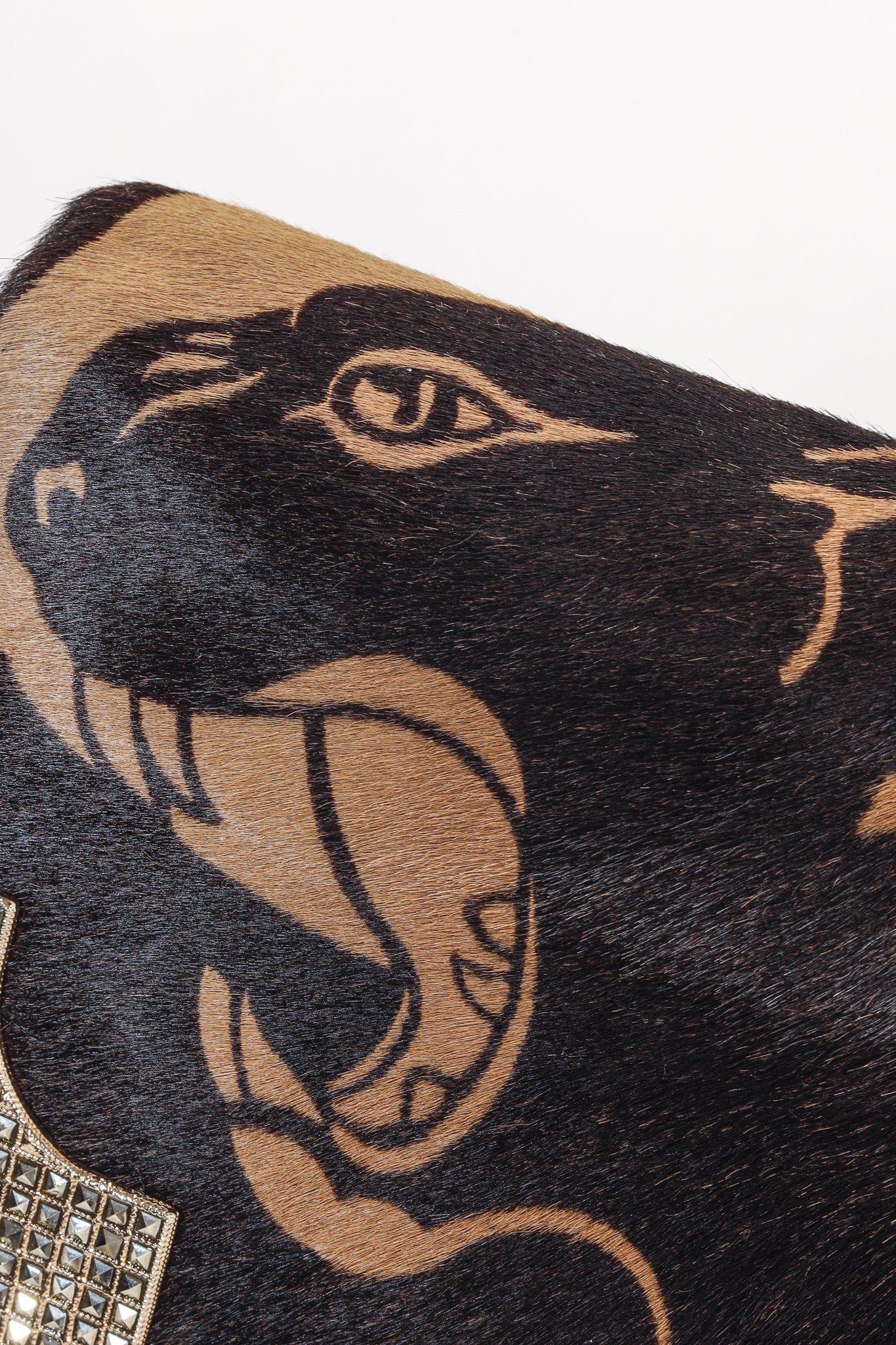 Valentino Horsehair Panther Brown Clutch Handbag