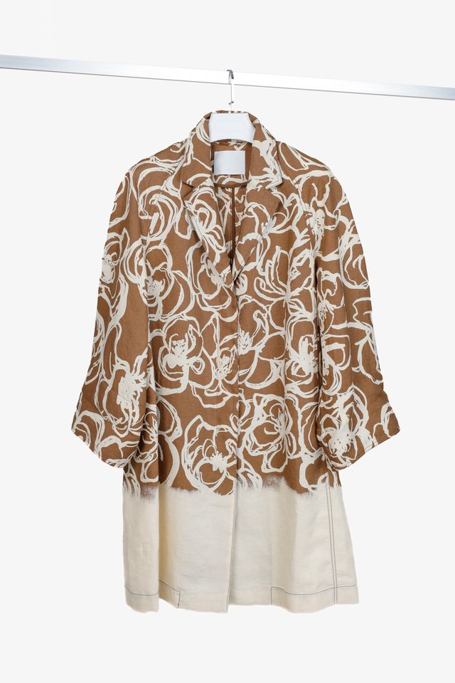 Annette Gortz 2021 Brown Linen Floral Duster Coat