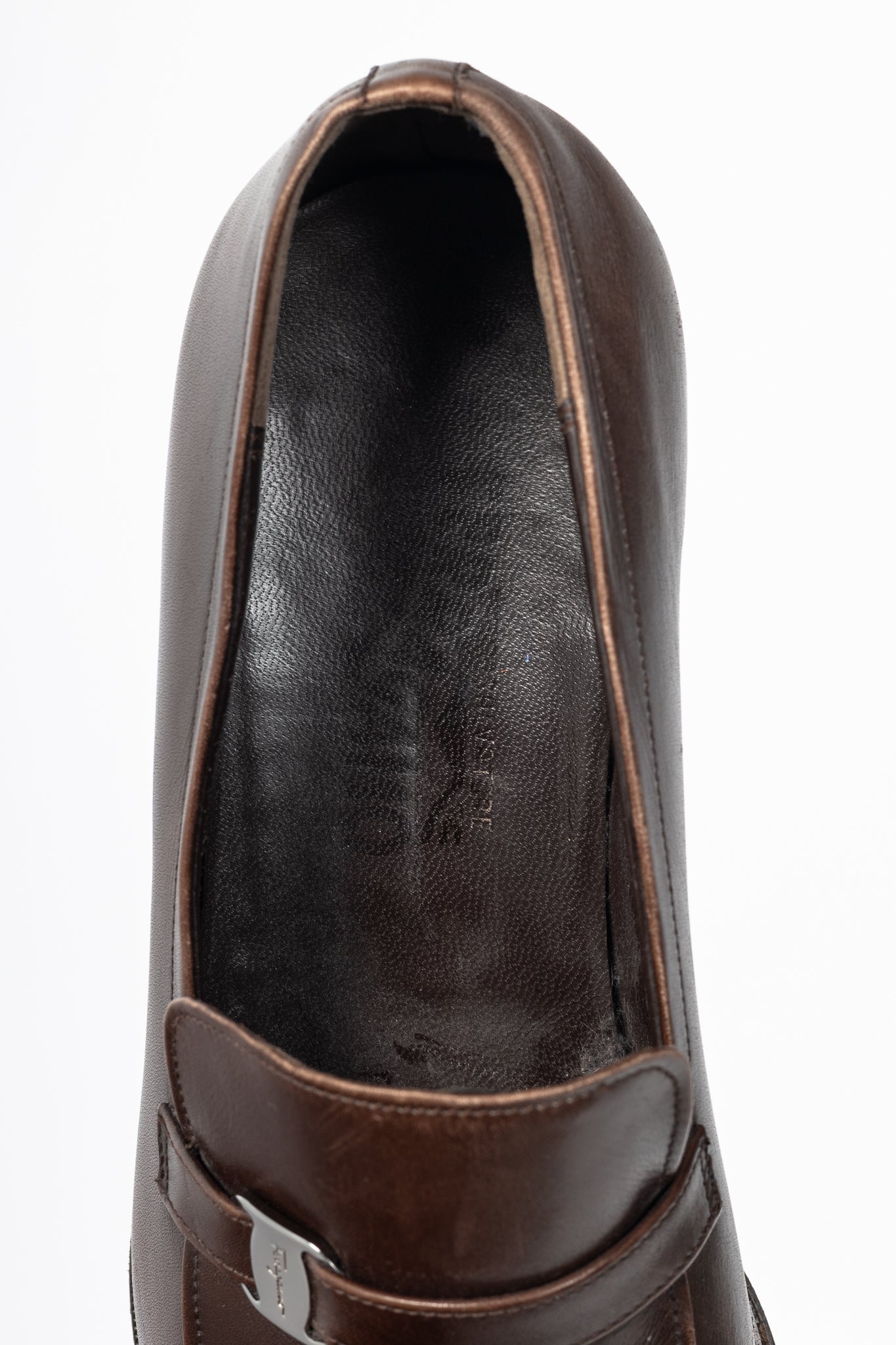 Salvatore Ferragamo Brown Leather Logo-Strap Loafers
