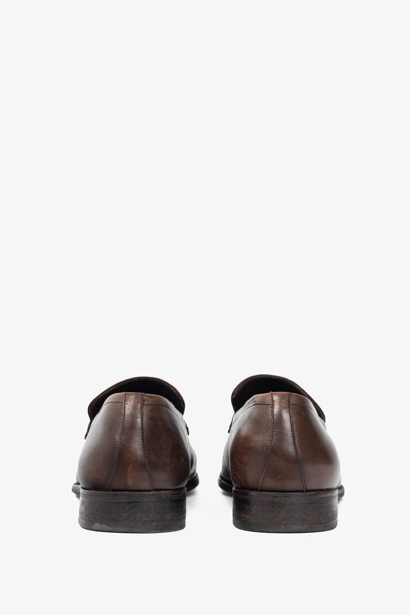 Salvatore Ferragamo Brown Leather Logo-Strap Loafers