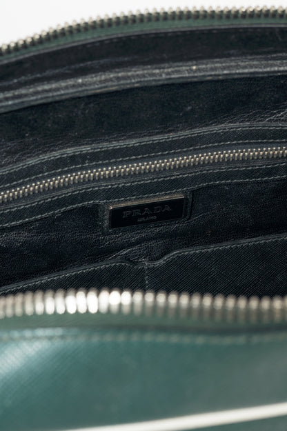 Prada Green Saffiano Leather Briefcase