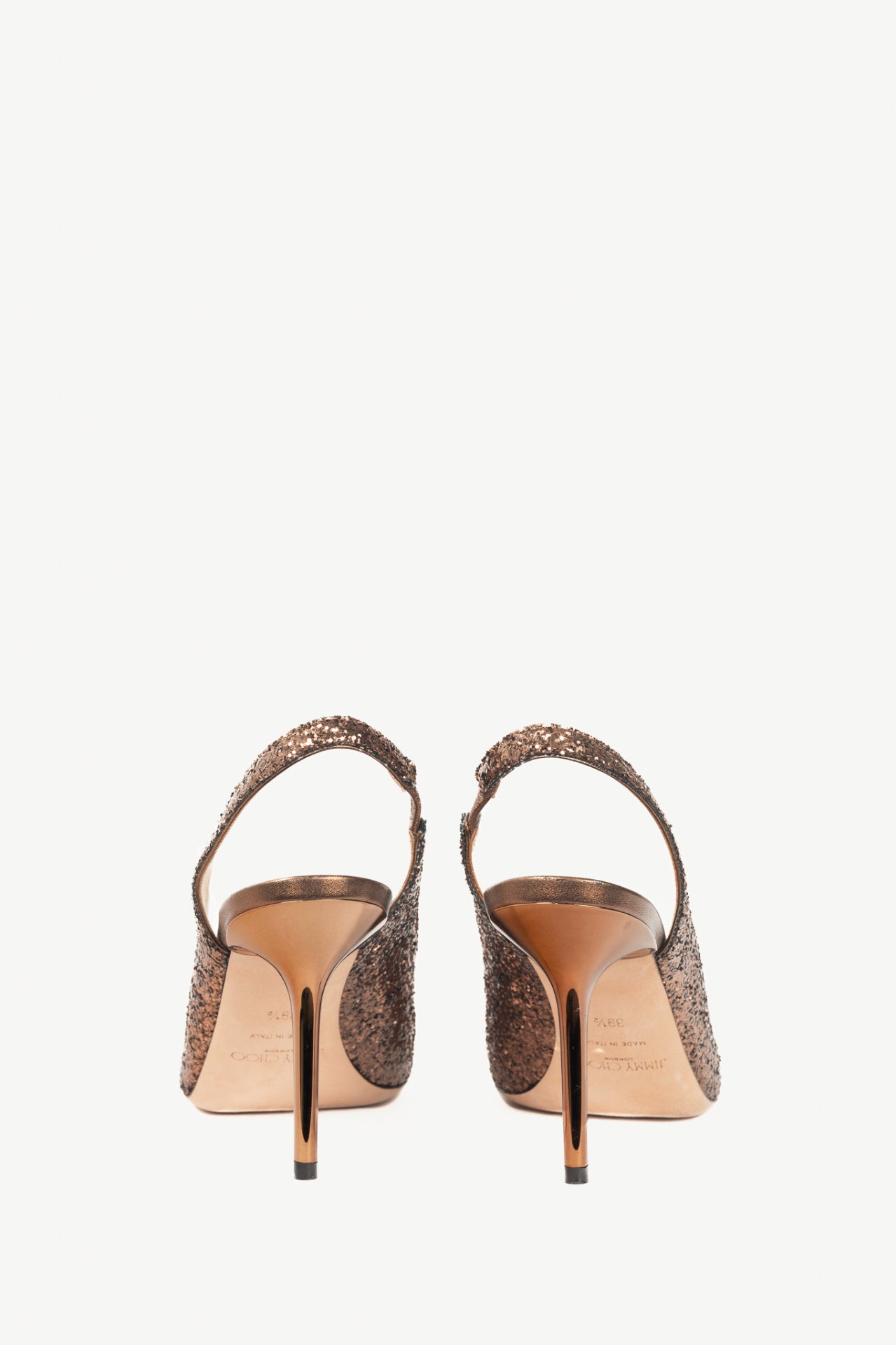 Jimmy Choo Bronze Glitter Slingback Pointed-Toe Heels