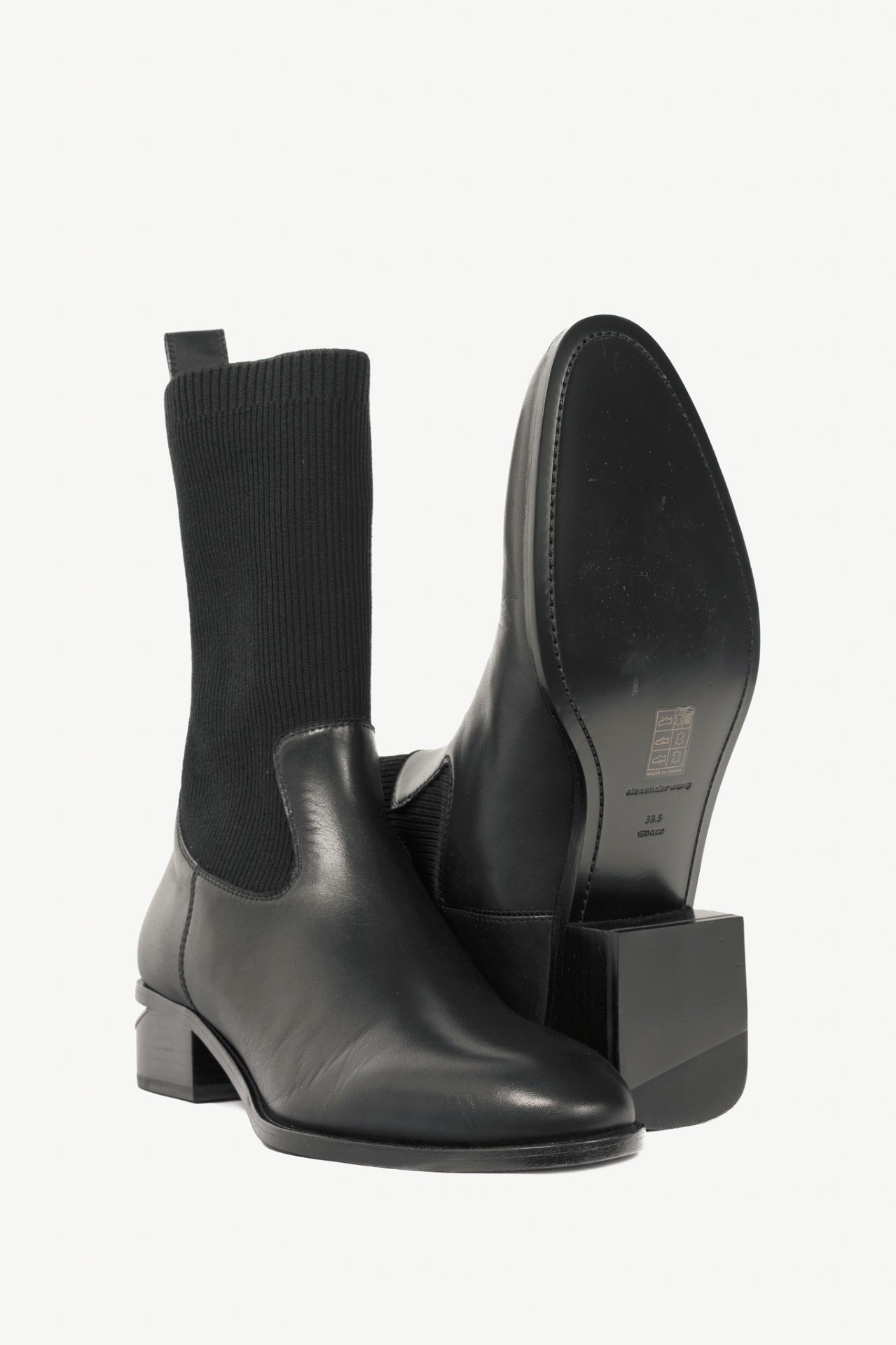 Alexander Wang Kane Black Leather Sock Boots