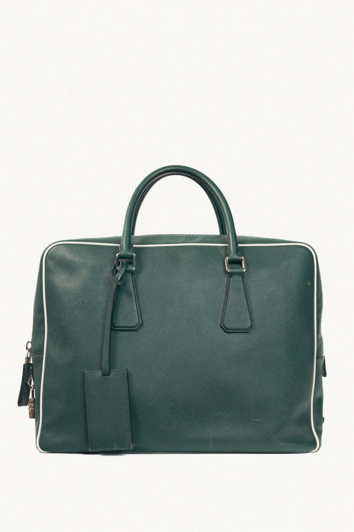 Prada Green Saffiano Leather Briefcase