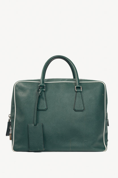 Prada Green Saffiano Leather Briefcase