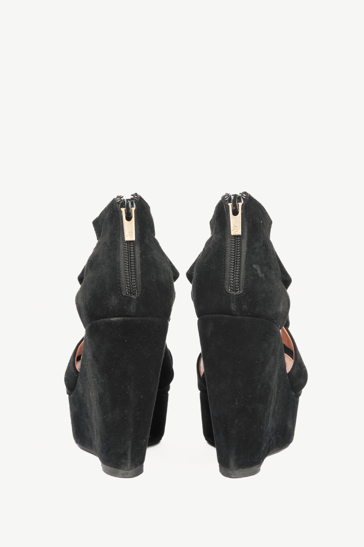 Robert Clergerie Black Suede Wedge Sandals