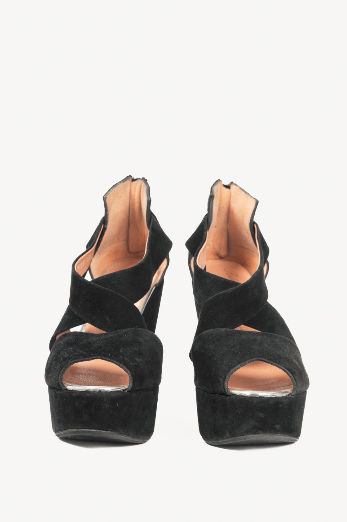 Robert Clergerie Black Suede Wedge Sandals