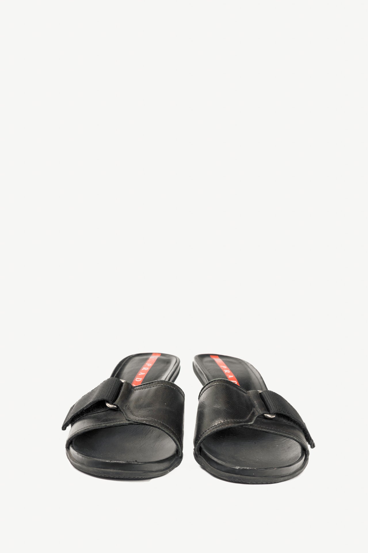 Prada Sport Black Leather Mule Sandals