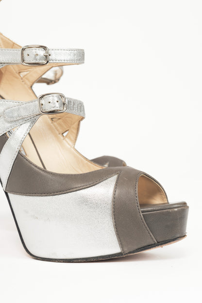 Brian Atwood Asia Argento Nappa Silk Platform Sandals