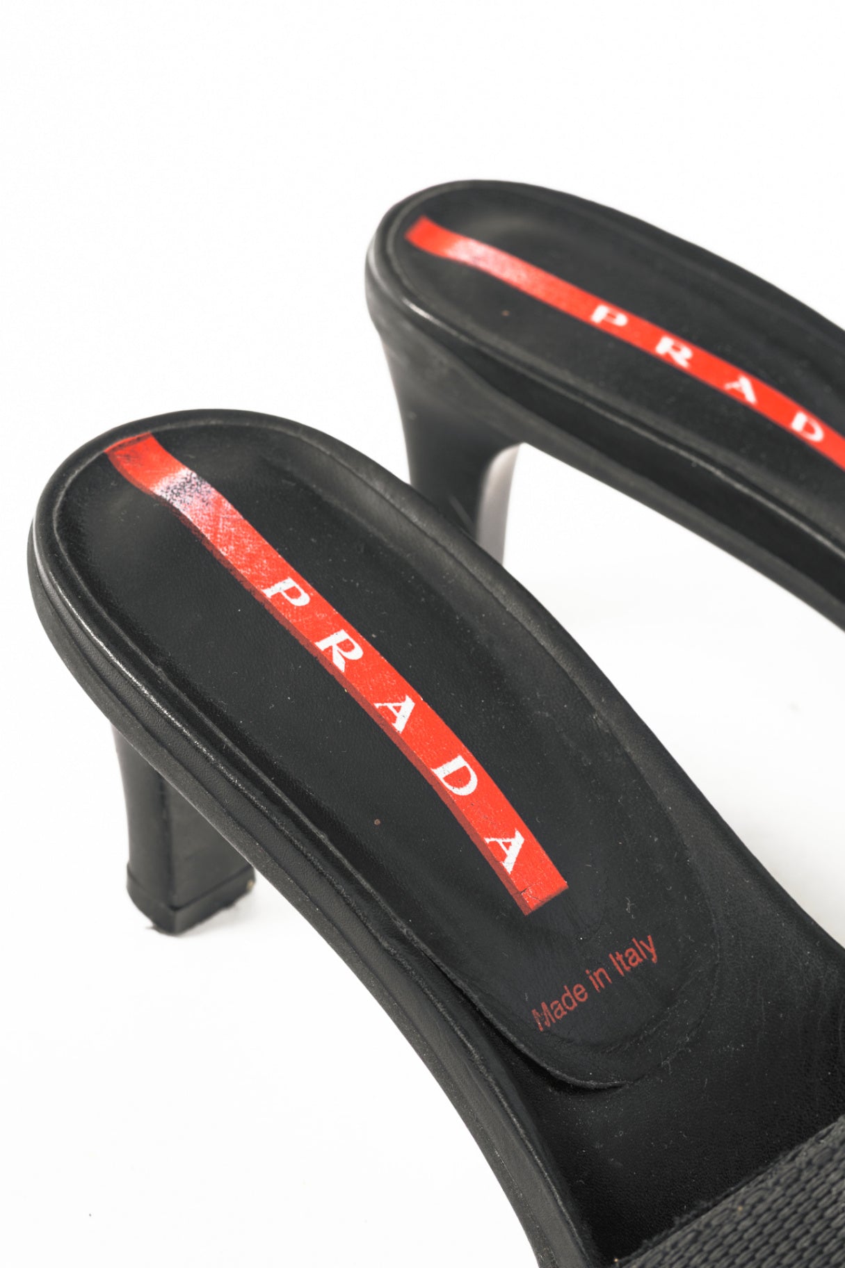 Prada Sport Black Leather Mule Sandals