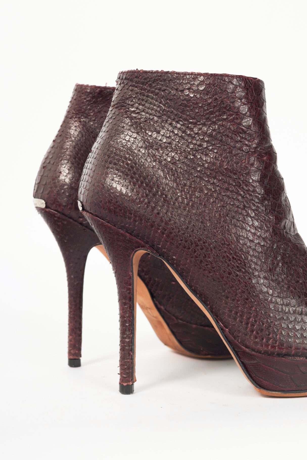 Christian Dior Burgundy Snakeskin Platform Booties