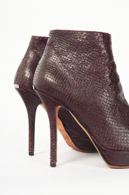 Christian Dior Burgundy Snakeskin Platform Booties
