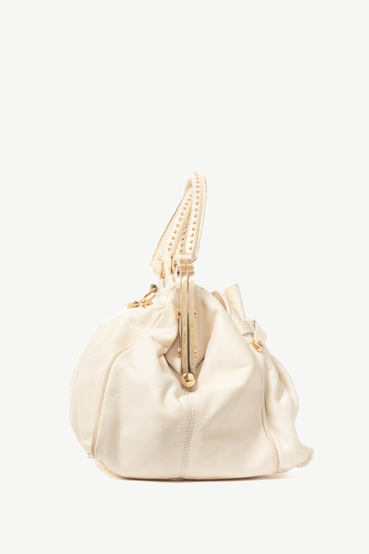 Versace SS09 Runway White Leather Studded Frame Satchel