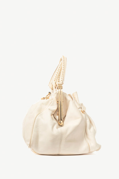 Versace SS09 Runway White Leather Studded Frame Satchel
