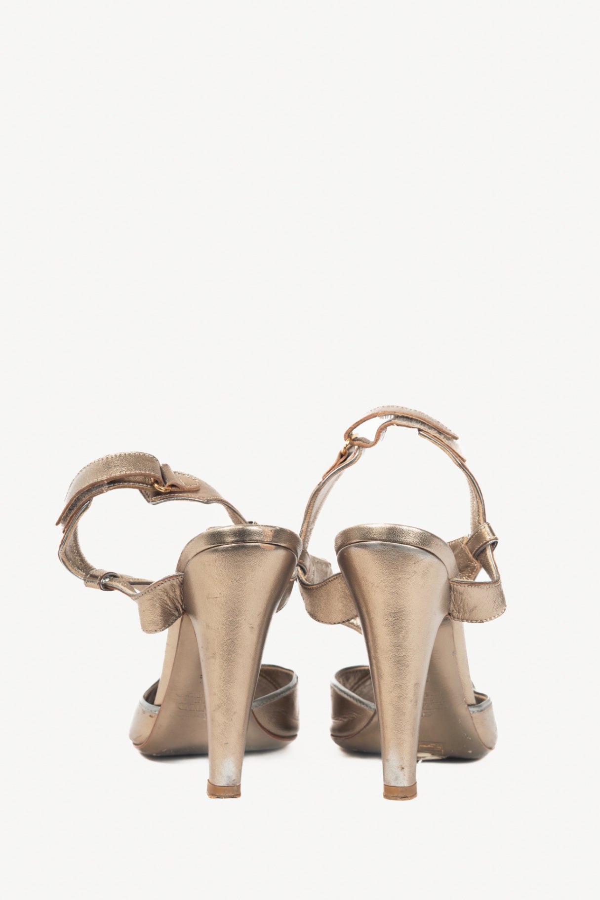 Valentino Garavani SS09 Runway Metallic Gold T-Strap Leather Sandals