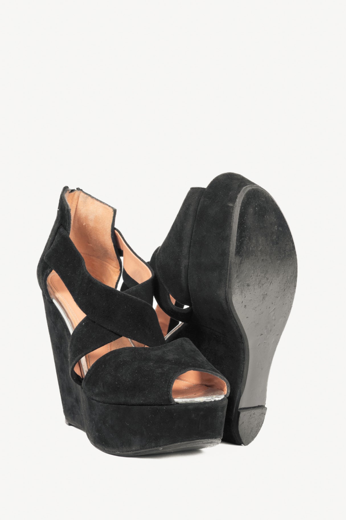 Robert Clergerie Black Suede Wedge Sandals