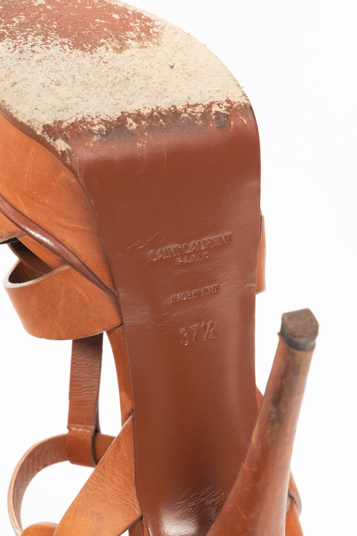 Yves Saint Laurent Tribute 105 Brown Leather Platform Sandals