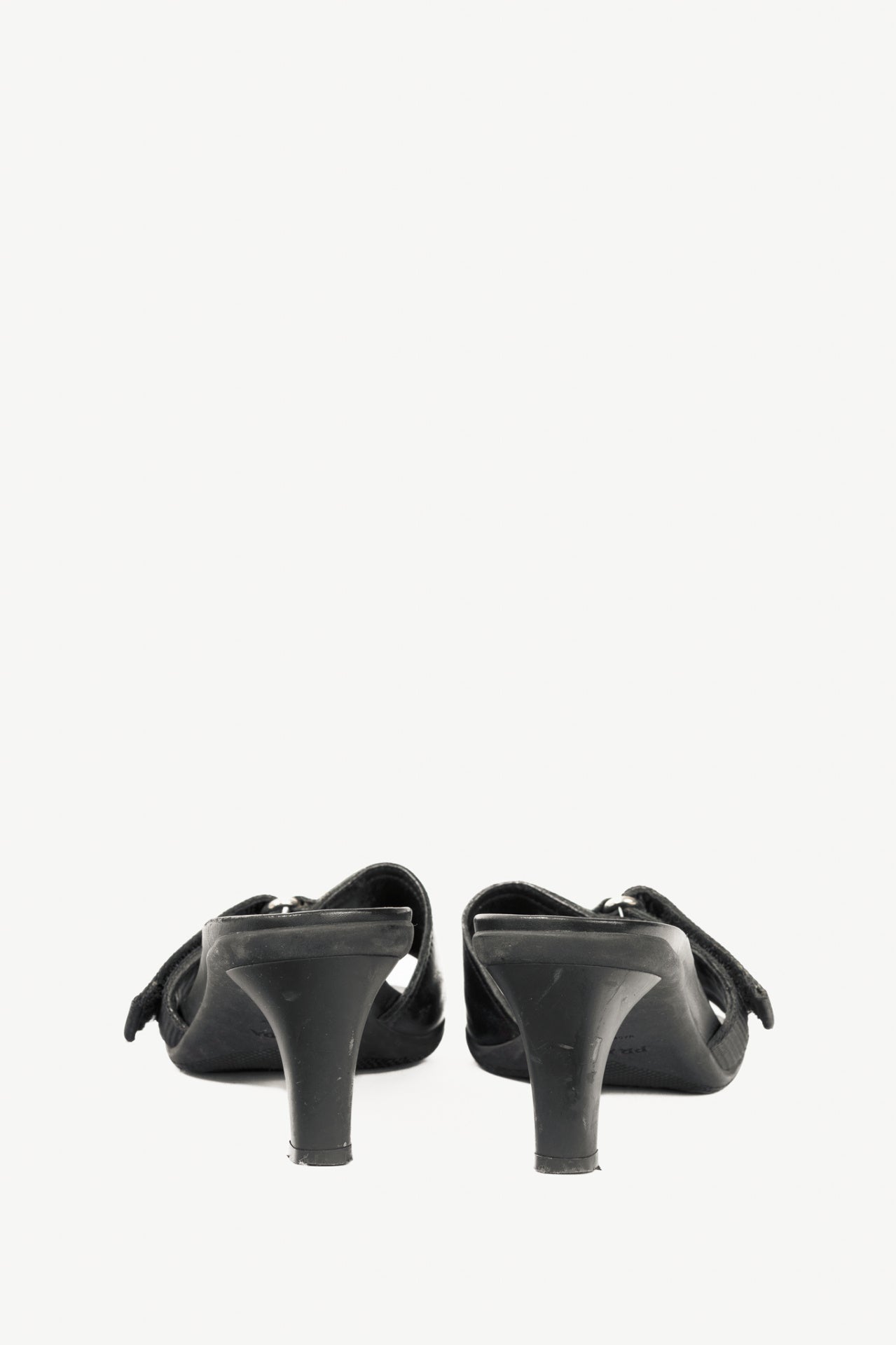 Prada Sport Black Leather Mule Sandals