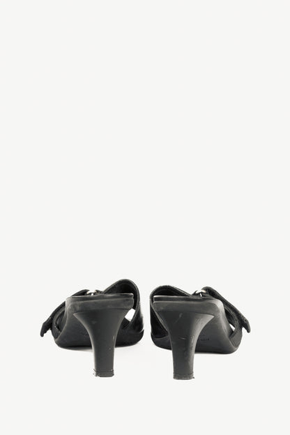 Prada Sport Black Leather Mule Sandals