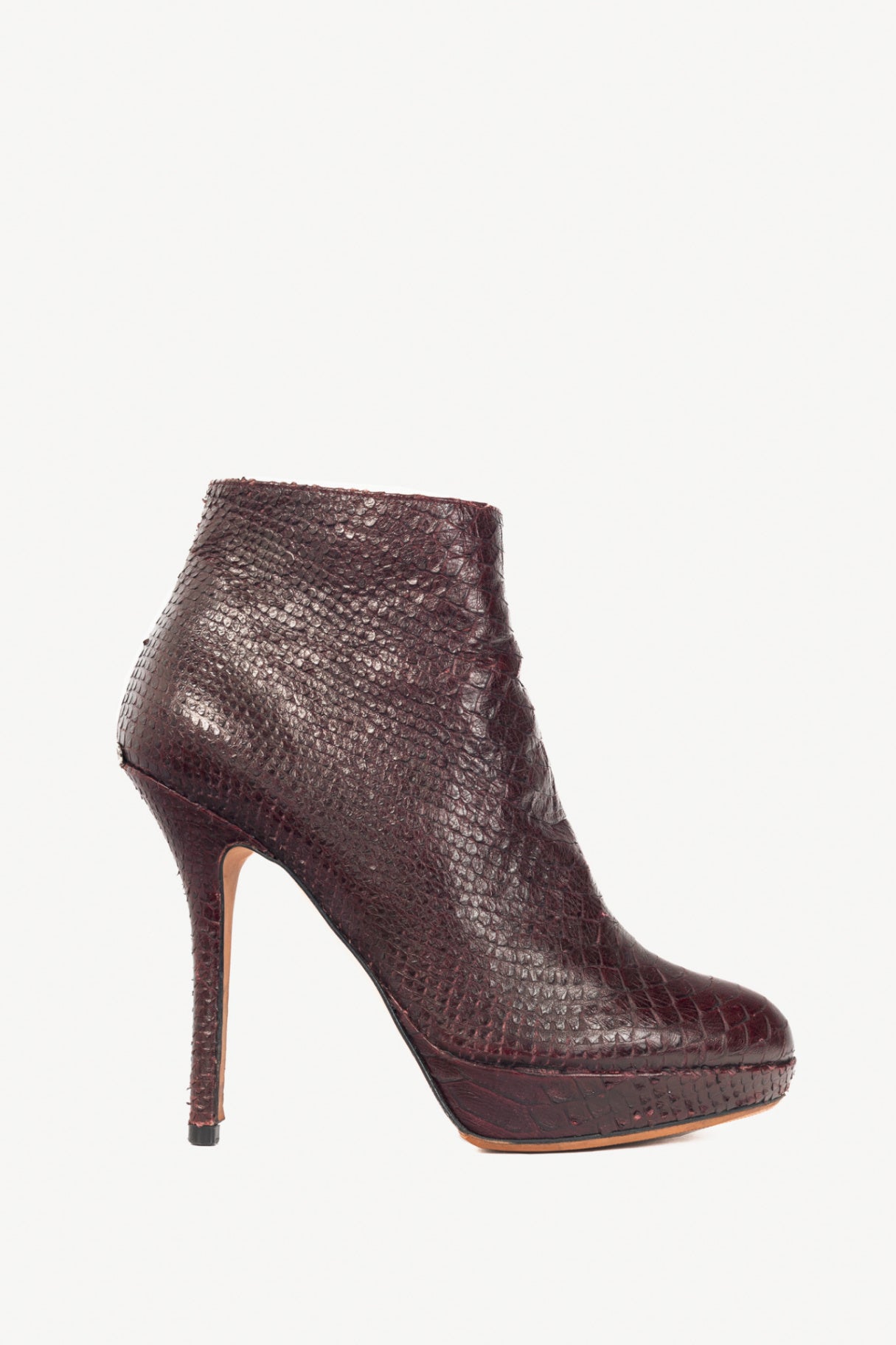 Christian Dior Burgundy Snakeskin Platform Booties