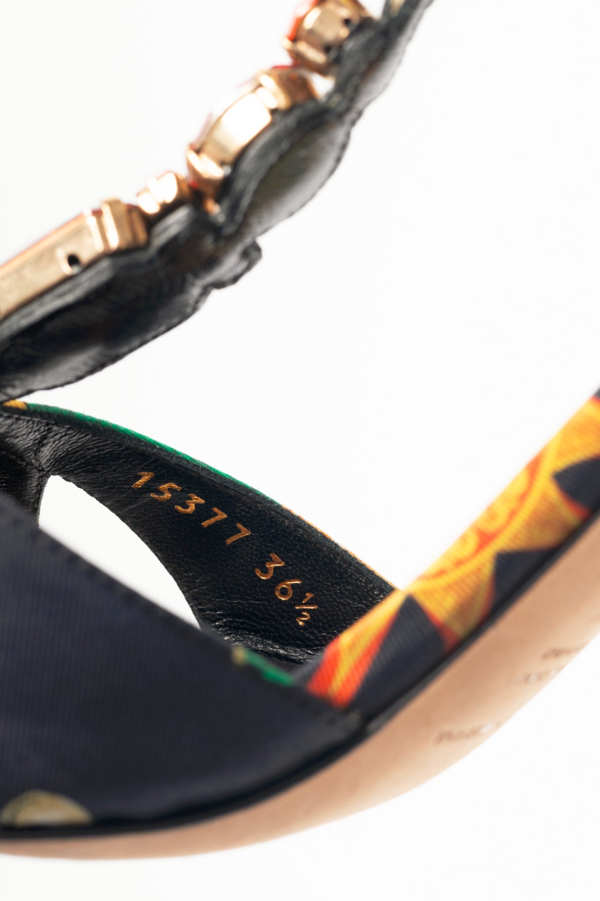 Dolce & Gabbana SS13 Multi-Print Silk Embellished T-Strap Sandals