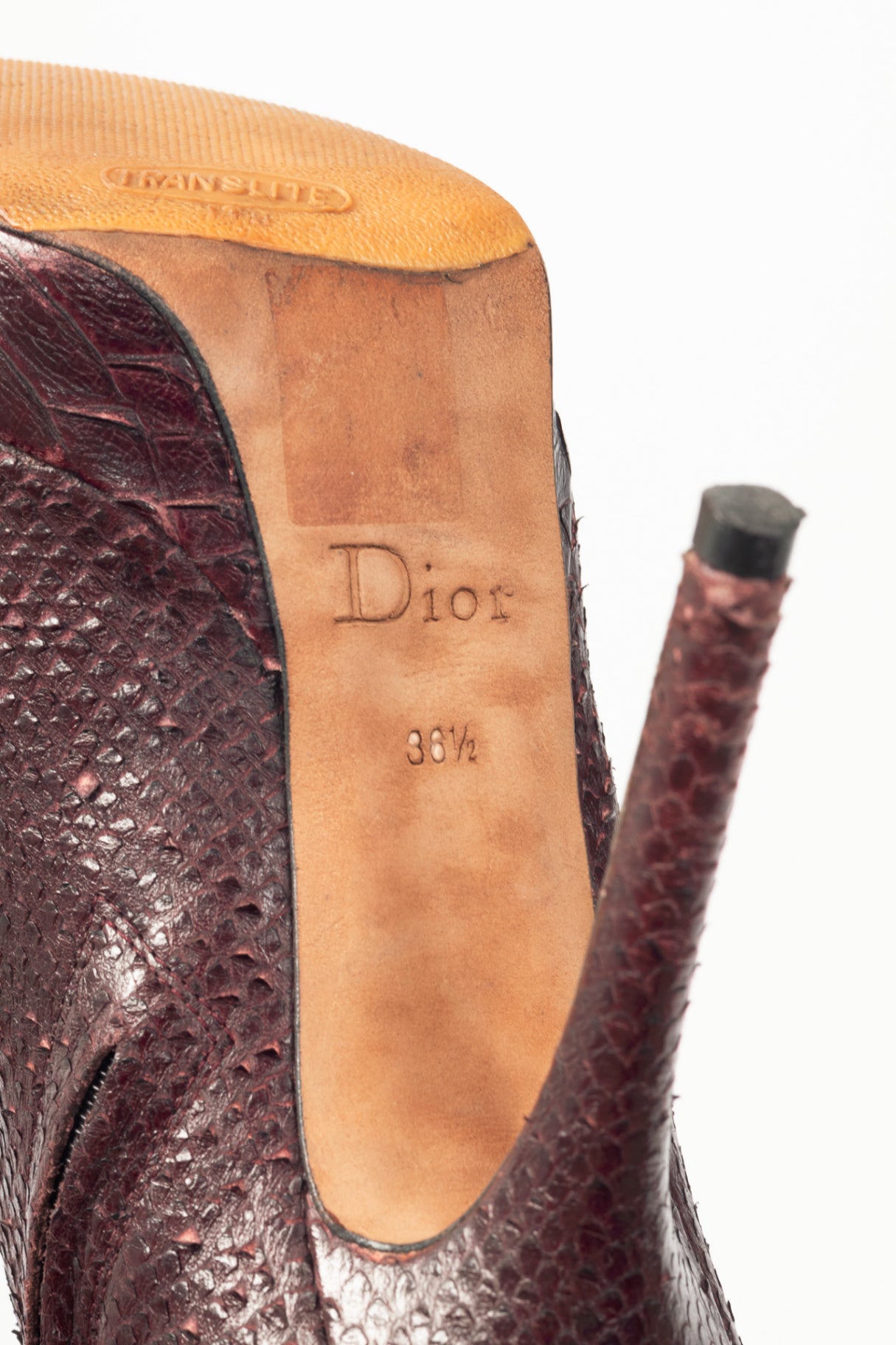 Christian Dior Burgundy Snakeskin Platform Booties