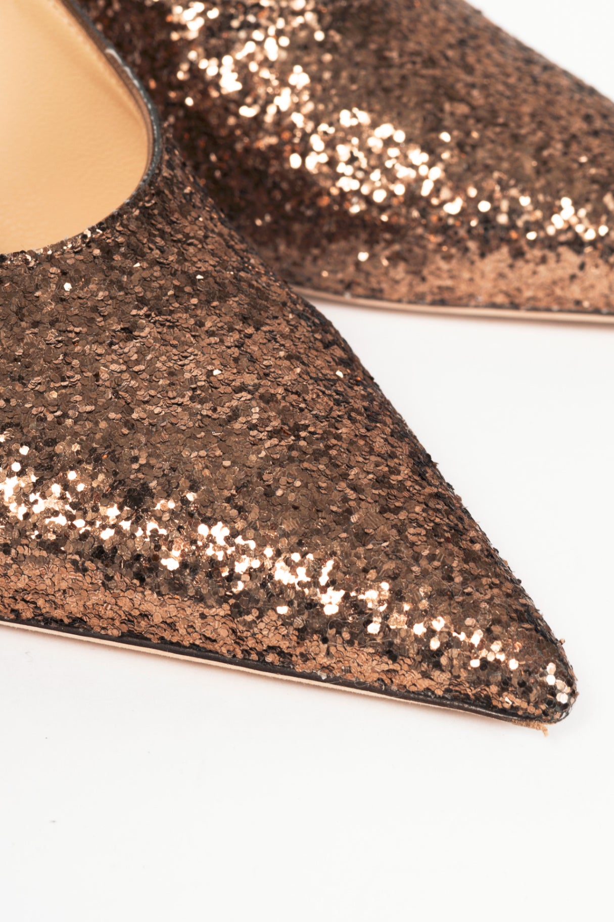 Jimmy Choo Bronze Glitter Slingback Pointed-Toe Heels