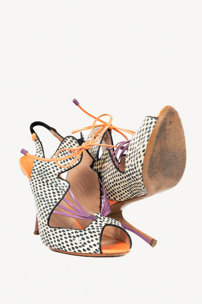 Nicholas Kirkwood PS13 White & Black Dotted Elaphe Sandals