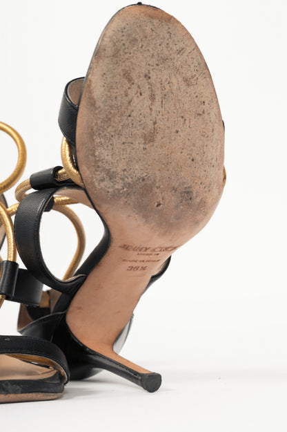 Jimmy Choo Venus Black Studded Leather Sandals