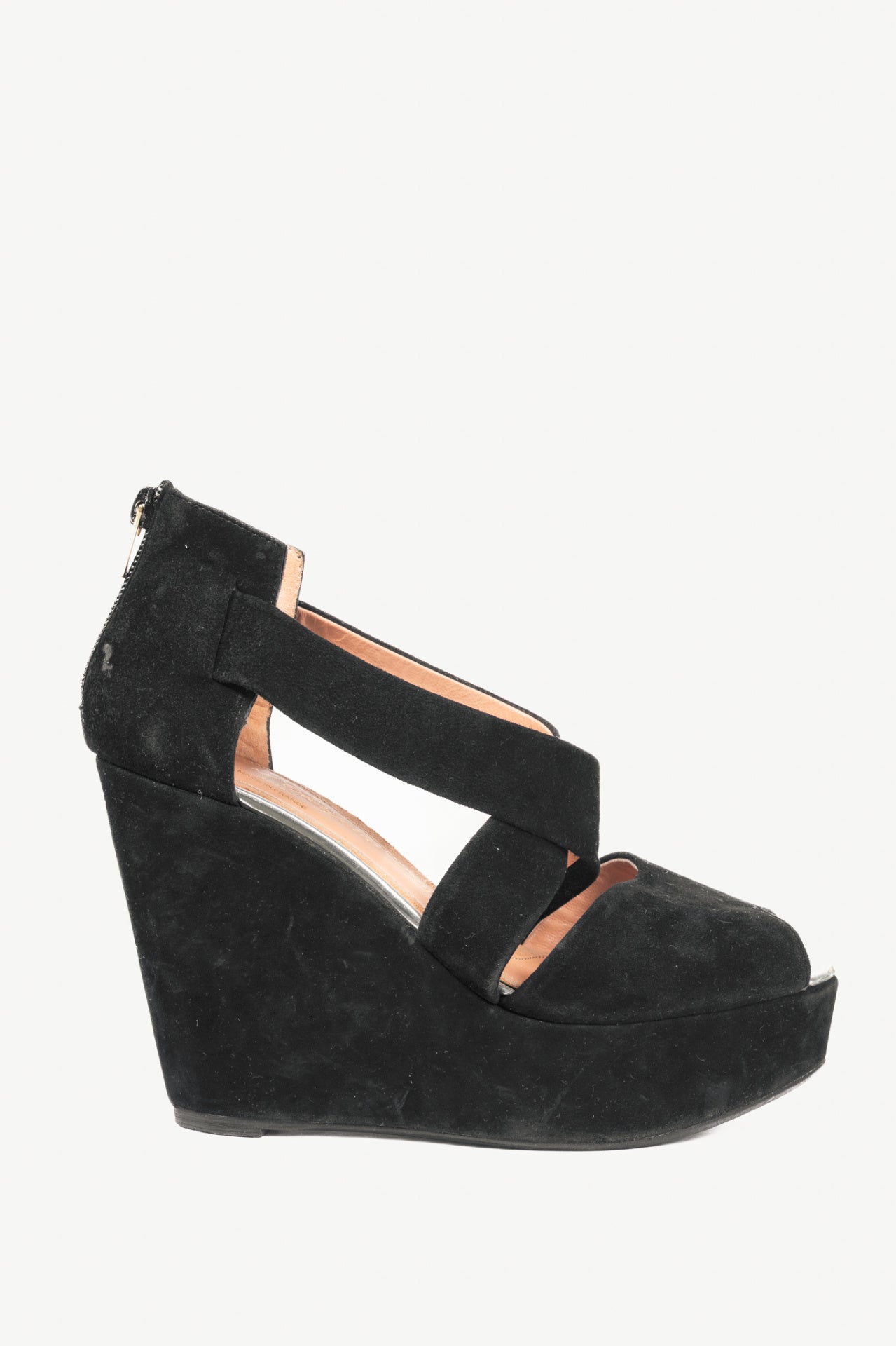 Robert Clergerie Black Suede Wedge Sandals