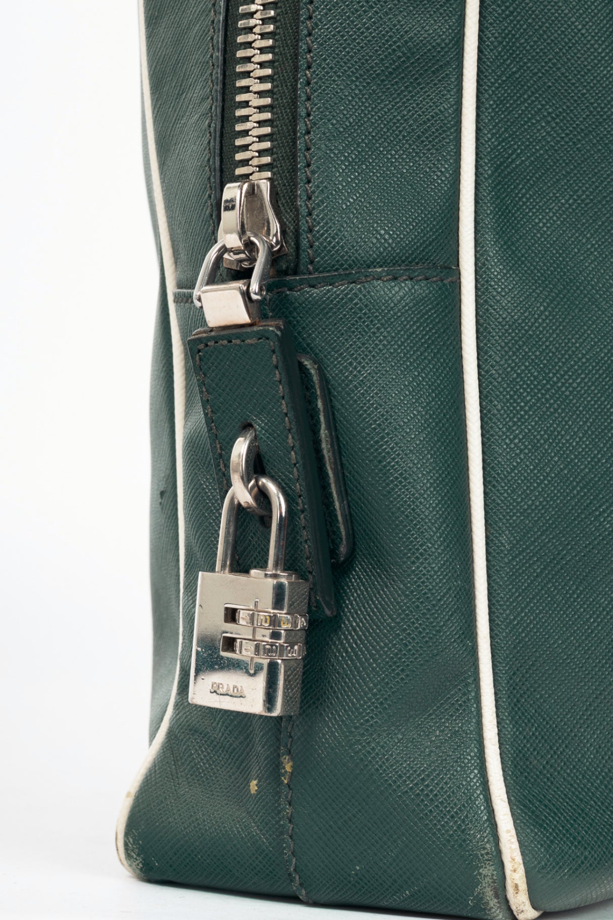 Prada Green Saffiano Leather Briefcase