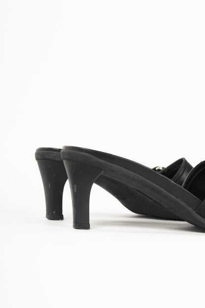 Prada Sport Black Leather Mule Sandals