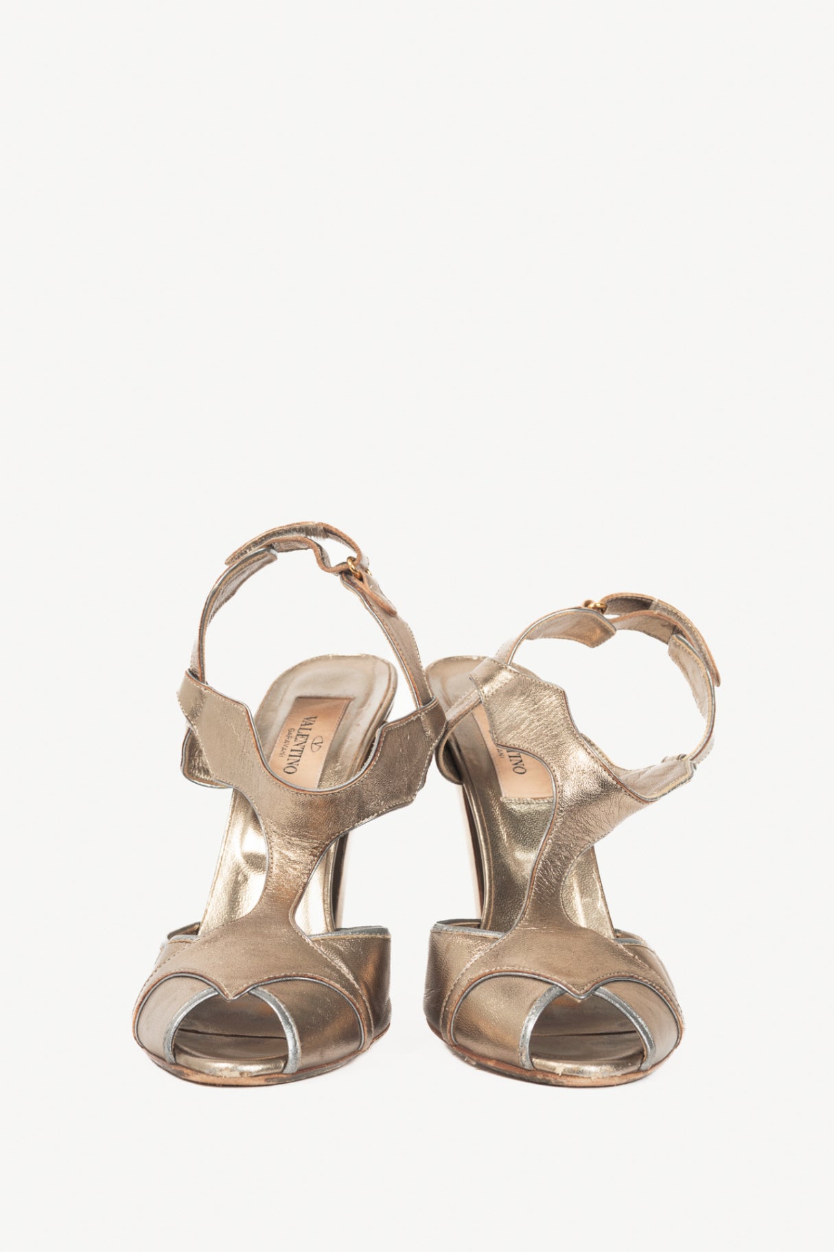 Valentino Garavani SS09 Runway Metallic Gold T-Strap Leather Sandals