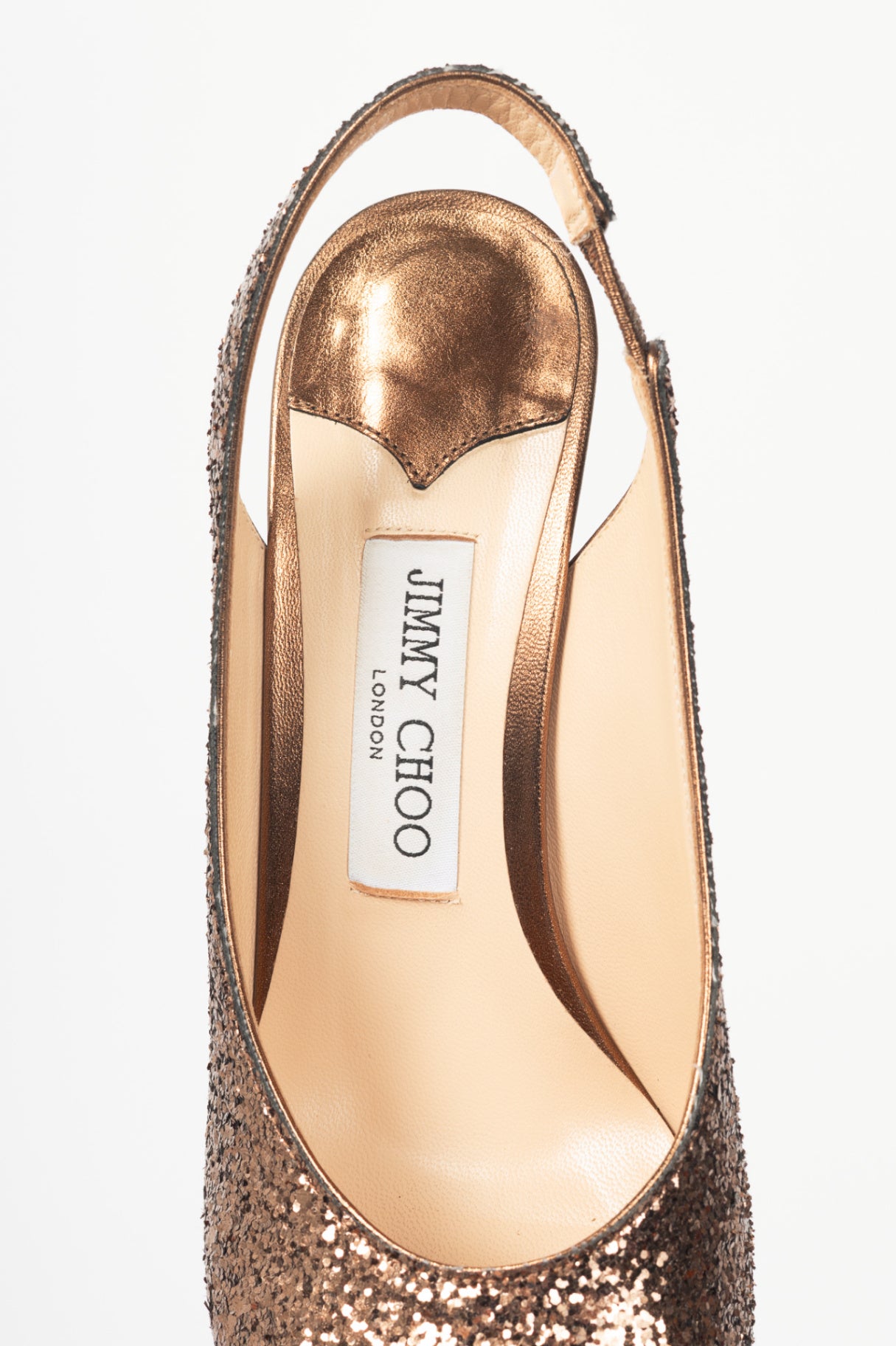 Jimmy Choo Bronze Glitter Slingback Pointed-Toe Heels