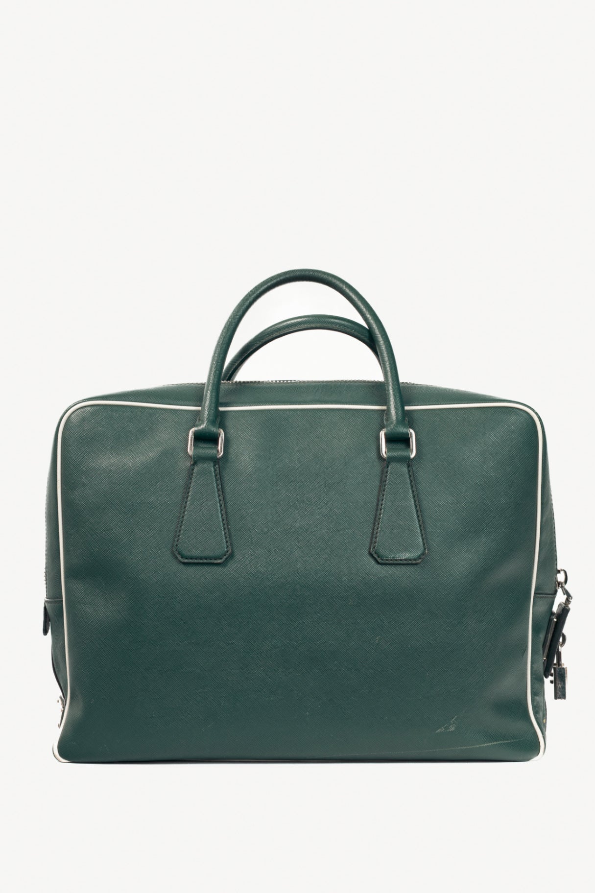 Prada Green Saffiano Leather Briefcase