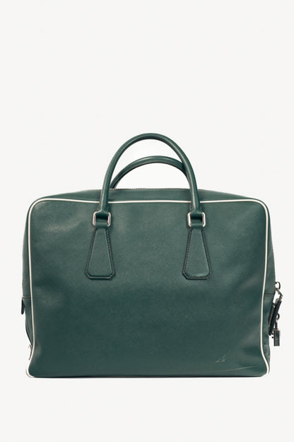 Prada Green Saffiano Leather Briefcase