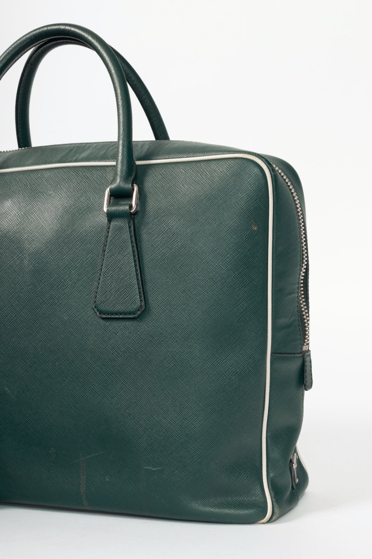Prada Green Saffiano Leather Briefcase