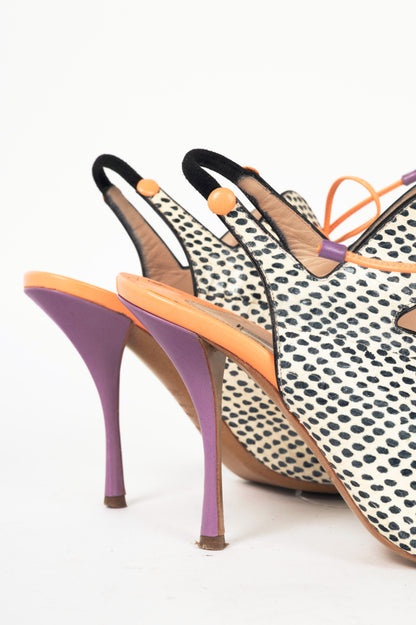 Nicholas Kirkwood PS13 White & Black Dotted Elaphe Sandals