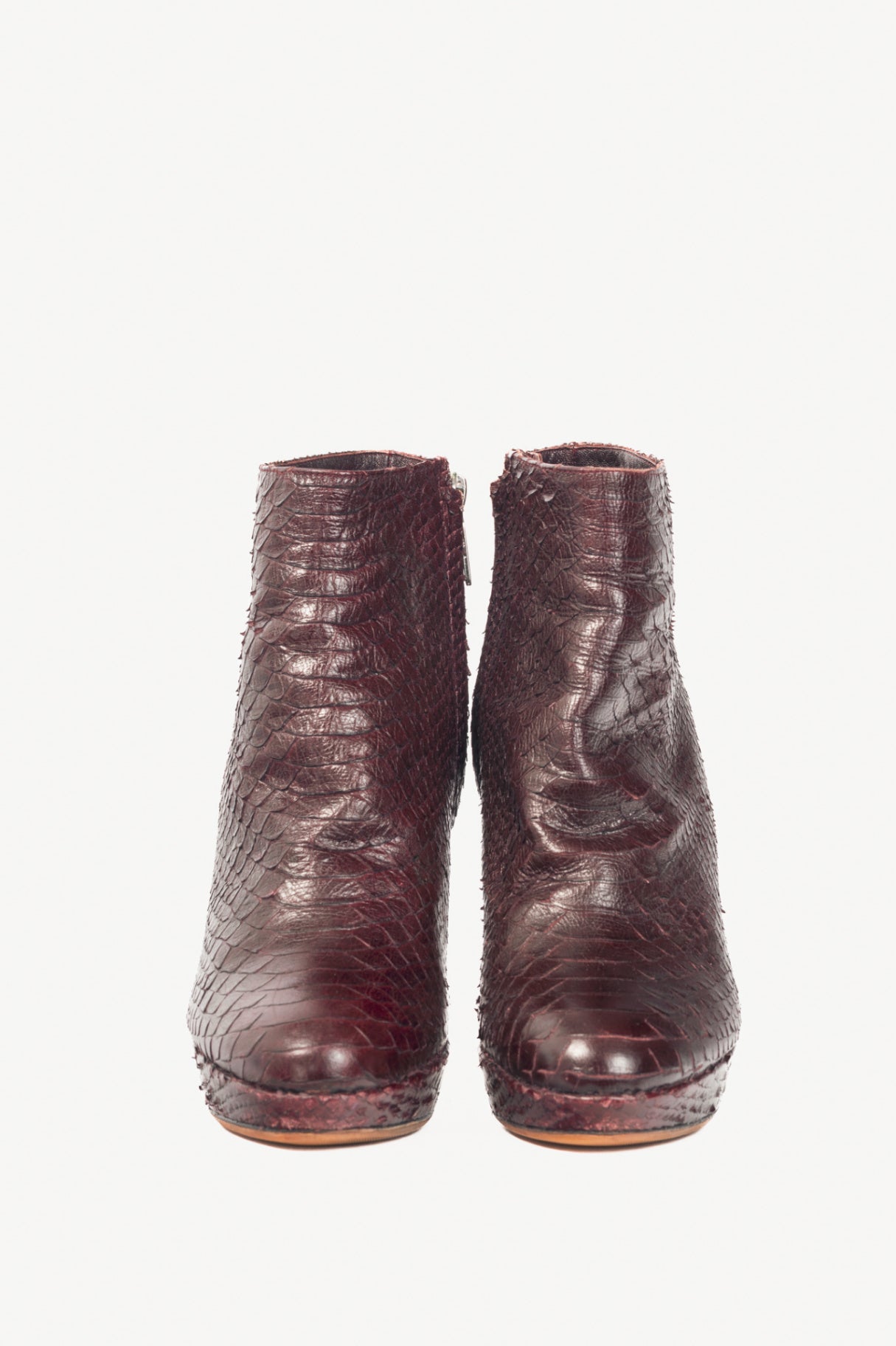 Christian Dior Burgundy Snakeskin Platform Booties