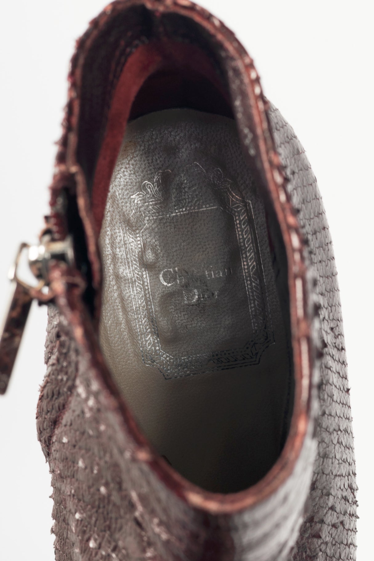 Christian Dior Burgundy Snakeskin Platform Booties